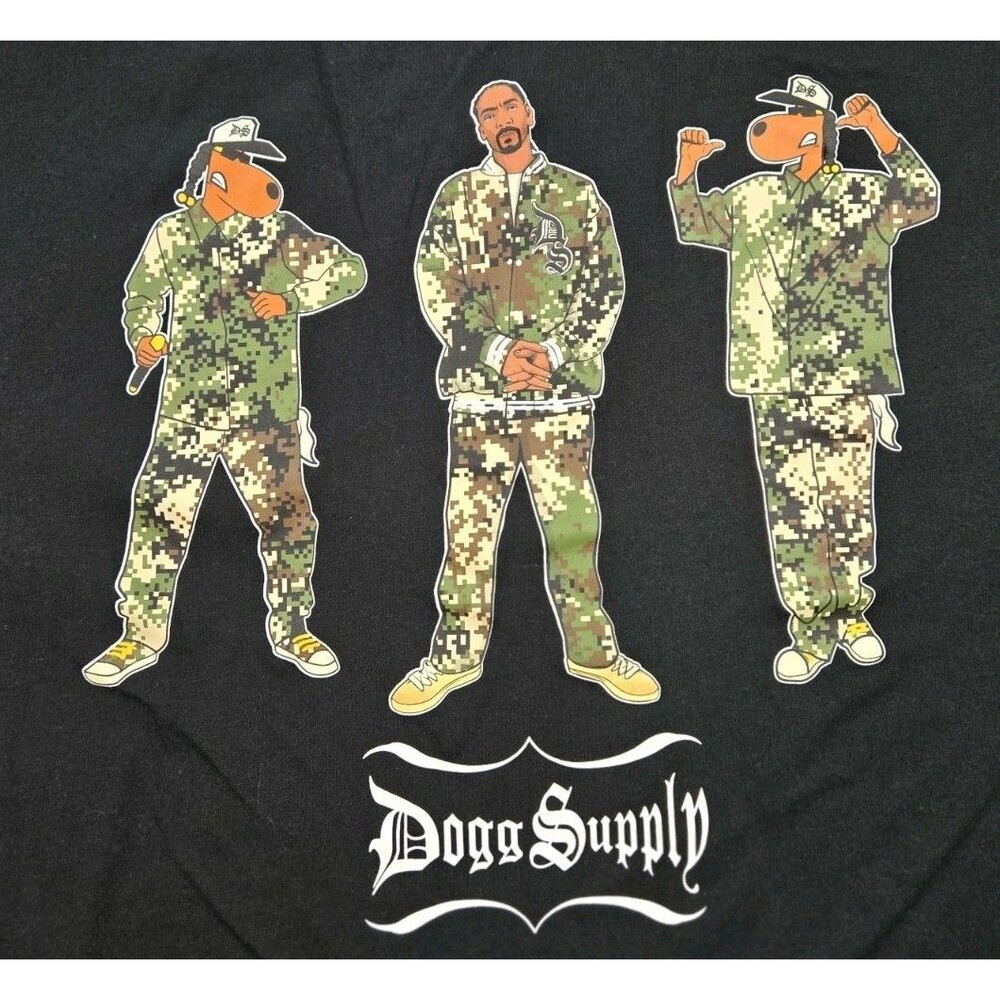 Mens Snoop Dogg Supply Clothing LA Hip Hop Graphic T Shirt Black Large